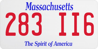 MA license plate 283II6