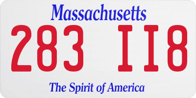 MA license plate 283II8