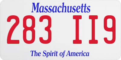 MA license plate 283II9