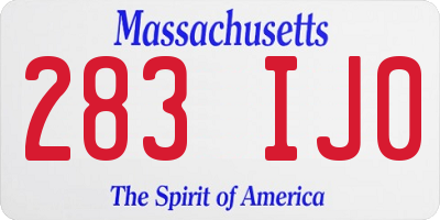 MA license plate 283IJ0
