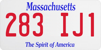 MA license plate 283IJ1