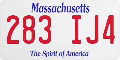 MA license plate 283IJ4