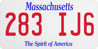 MA license plate 283IJ6