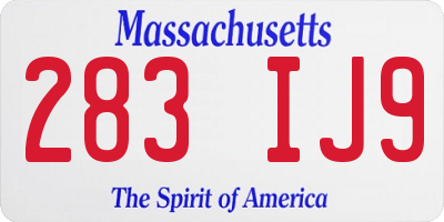 MA license plate 283IJ9
