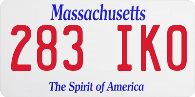 MA license plate 283IK0