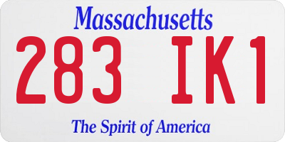 MA license plate 283IK1