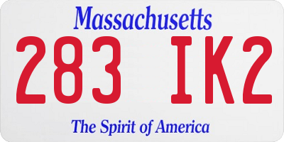 MA license plate 283IK2
