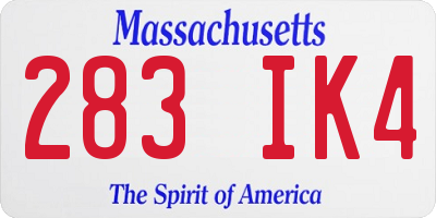 MA license plate 283IK4