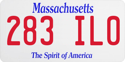 MA license plate 283IL0