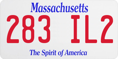 MA license plate 283IL2