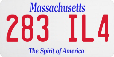MA license plate 283IL4