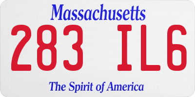 MA license plate 283IL6