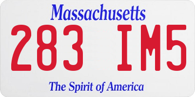 MA license plate 283IM5