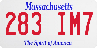 MA license plate 283IM7