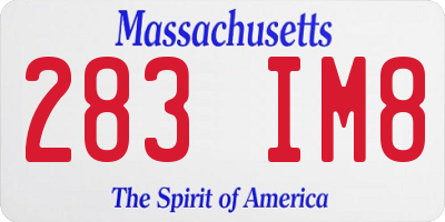 MA license plate 283IM8