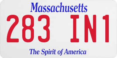 MA license plate 283IN1