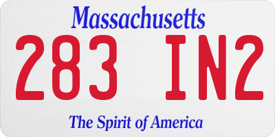 MA license plate 283IN2