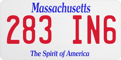 MA license plate 283IN6