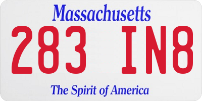 MA license plate 283IN8