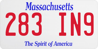 MA license plate 283IN9