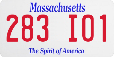 MA license plate 283IO1