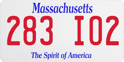 MA license plate 283IO2