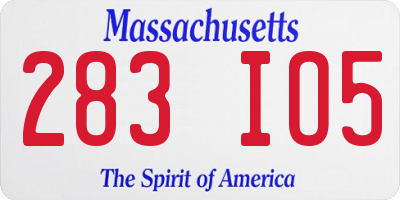 MA license plate 283IO5