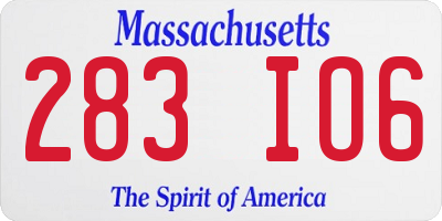 MA license plate 283IO6