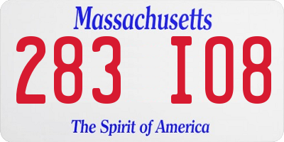 MA license plate 283IO8
