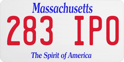 MA license plate 283IP0