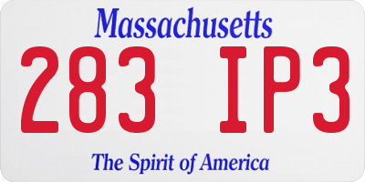 MA license plate 283IP3