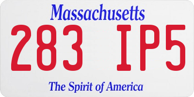 MA license plate 283IP5