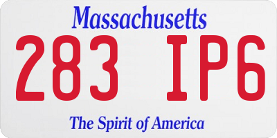 MA license plate 283IP6