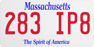 MA license plate 283IP8