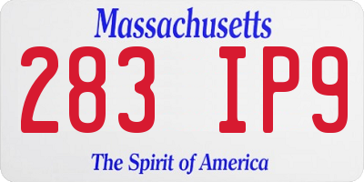 MA license plate 283IP9