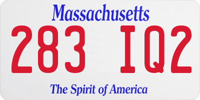 MA license plate 283IQ2