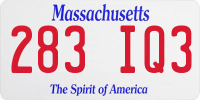 MA license plate 283IQ3