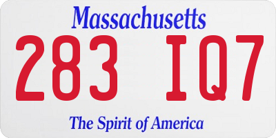 MA license plate 283IQ7