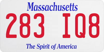 MA license plate 283IQ8