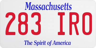 MA license plate 283IR0