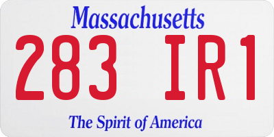 MA license plate 283IR1