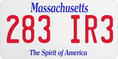 MA license plate 283IR3