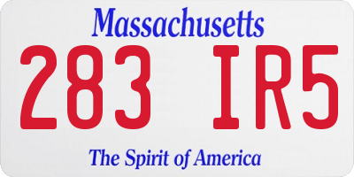 MA license plate 283IR5