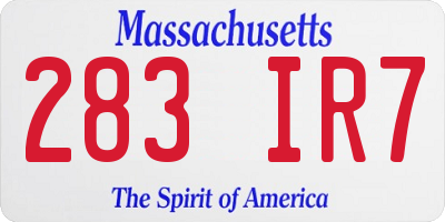 MA license plate 283IR7