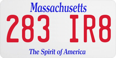 MA license plate 283IR8
