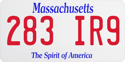 MA license plate 283IR9