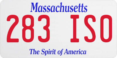 MA license plate 283IS0