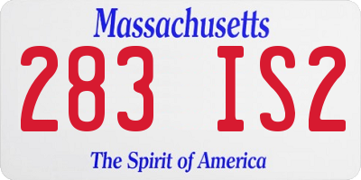MA license plate 283IS2
