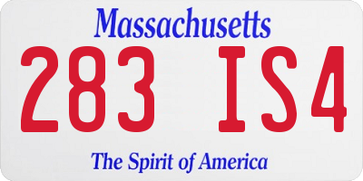 MA license plate 283IS4