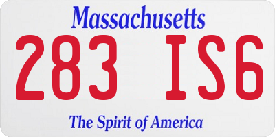 MA license plate 283IS6